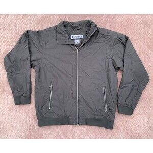 Vintage Columbia Bomber Jacket Men's Large Gray Windproof Fleece Lined